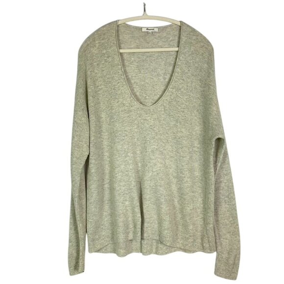 Madewell Kimball Pullover Sweater, V-neck, XL, Heather Fog, K5760 - Picture 2 of 11